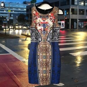 Forever 21 Bold Regal Print Neoprene Smoothing Lined Bodycon Mini Party Dress